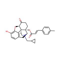 Cc1ccc(/C=C/C(=O)O[C@@]23CCC(=O)[C@@H]4Oc5c(O)ccc6c5[C@@]42CCN(CC2CC2)[C@@H]3C6)cc1 ZINC000040409112