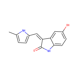 Cc1ccc(/C=C2\C(=O)Nc3ccc(O)cc32)[nH]1 ZINC000028823442