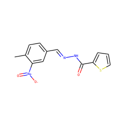 Cc1ccc(/C=N/NC(=O)c2cccs2)cc1[N+](=O)[O-] ZINC000000432640
