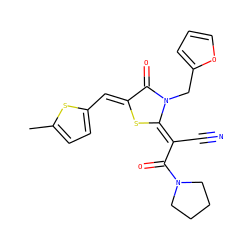Cc1ccc(/C=c2\s/c(=C(/C#N)C(=O)N3CCCC3)n(Cc3ccco3)c2=O)s1 ZINC000012470241