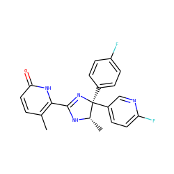 Cc1ccc(=O)[nH]c1C1=N[C@@](c2ccc(F)cc2)(c2ccc(F)nc2)[C@H](C)N1 ZINC000071294928