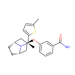 Cc1ccc([C@@H](C)N2[C@H]3CC[C@@H]2C[C@@H](Oc2cccc(C(N)=O)c2)C3)s1 ZINC000101366409