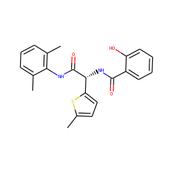 Cc1ccc([C@@H](NC(=O)c2ccccc2O)C(=O)Nc2c(C)cccc2C)s1 ZINC000071341702