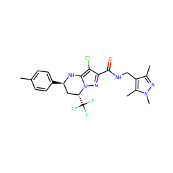 Cc1ccc([C@@H]2C[C@@H](C(F)(F)F)n3nc(C(=O)NCc4c(C)nn(C)c4C)c(Cl)c3N2)cc1 ZINC000012468073