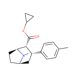Cc1ccc([C@@H]2C[C@H]3CC[C@@H]([C@@H]2C(=O)OC2CC2)N3C)cc1 ZINC000036271110