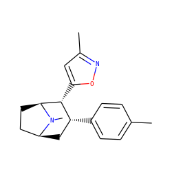 Cc1ccc([C@@H]2C[C@H]3CC[C@@H]([C@@H]2c2cc(C)no2)N3C)cc1 ZINC000004383518