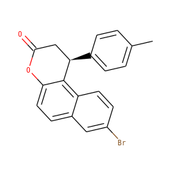 Cc1ccc([C@@H]2CC(=O)Oc3ccc4cc(Br)ccc4c32)cc1 ZINC000029136226