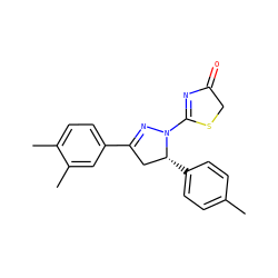 Cc1ccc([C@@H]2CC(c3ccc(C)c(C)c3)=NN2C2=NC(=O)CS2)cc1 ZINC000095577359