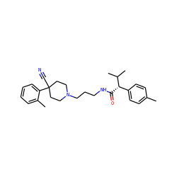 Cc1ccc([C@H](C(=O)NCCCN2CCC(C#N)(c3ccccc3C)CC2)C(C)C)cc1 ZINC000029391344