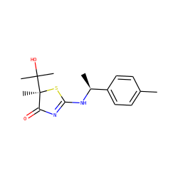 Cc1ccc([C@H](C)NC2=NC(=O)[C@@](C)(C(C)(C)O)S2)cc1 ZINC000040834830