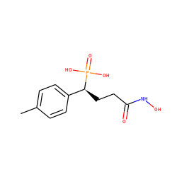 Cc1ccc([C@H](CCC(=O)NO)P(=O)(O)O)cc1 ZINC000299837852