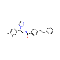 Cc1ccc([C@H](CNC(=O)c2ccc(/C=C/c3ccccc3)cc2)n2ccnc2)cc1C ZINC001772630810