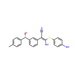 Cc1ccc([C@H](O)c2cccc(/C(C#N)=C(\N)Sc3ccc(N)cc3)c2)cc1 ZINC000038145388