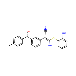Cc1ccc([C@H](O)c2cccc(/C(C#N)=C(\N)Sc3ccccc3N)c2)cc1 ZINC000038145381