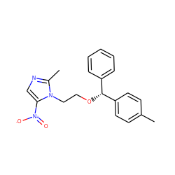 Cc1ccc([C@H](OCCn2c([N+](=O)[O-])cnc2C)c2ccccc2)cc1 ZINC000005892436