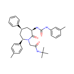 Cc1ccc([C@H]2C[C@@H](c3ccccc3)C[C@@H](NC(=O)Nc3cccc(C)c3)C(=O)N2CC(=O)NC(C)(C)C)cc1 ZINC000026729019