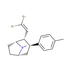 Cc1ccc([C@H]2C[C@@H]3CC[C@H]([C@@H]2C=C(Br)Br)N3C)cc1 ZINC000040952602