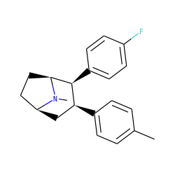 Cc1ccc([C@H]2C[C@H]3CC[C@@H]([C@H]2c2ccc(F)cc2)N3C)cc1 ZINC000034658025