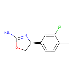 Cc1ccc([C@H]2COC(N)=N2)cc1Cl ZINC000169698888