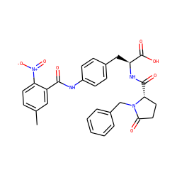 Cc1ccc([N+](=O)[O-])c(C(=O)Nc2ccc(C[C@H](NC(=O)[C@@H]3CCC(=O)N3Cc3ccccc3)C(=O)O)cc2)c1 ZINC000027763936