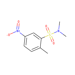 Cc1ccc([N+](=O)[O-])cc1S(=O)(=O)N(C)C ZINC000004844756