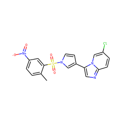 Cc1ccc([N+](=O)[O-])cc1S(=O)(=O)n1ccc(-c2cnc3ccc(Cl)cn23)c1 ZINC000028641113