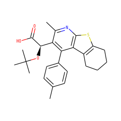 Cc1ccc(-c2c([C@@H](OC(C)(C)C)C(=O)O)c(C)nc3sc4c(c23)CCCC4)cc1 ZINC000113122789
