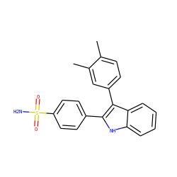 Cc1ccc(-c2c(-c3ccc(S(N)(=O)=O)cc3)[nH]c3ccccc23)cc1C ZINC000013477358