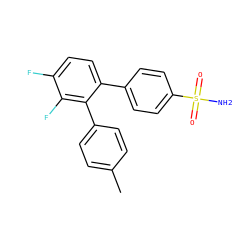 Cc1ccc(-c2c(-c3ccc(S(N)(=O)=O)cc3)ccc(F)c2F)cc1 ZINC000028382781