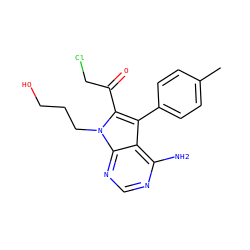 Cc1ccc(-c2c(C(=O)CCl)n(CCCO)c3ncnc(N)c23)cc1 ZINC000006718643