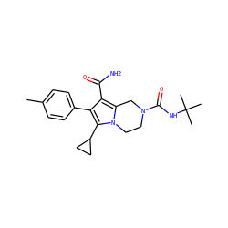 Cc1ccc(-c2c(C(N)=O)c3n(c2C2CC2)CCN(C(=O)NC(C)(C)C)C3)cc1 ZINC001772577695