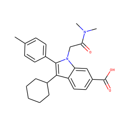 Cc1ccc(-c2c(C3CCCCC3)c3ccc(C(=O)O)cc3n2CC(=O)N(C)C)cc1 ZINC000013609964