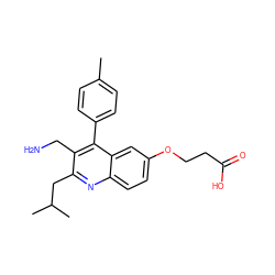 Cc1ccc(-c2c(CN)c(CC(C)C)nc3ccc(OCCC(=O)O)cc23)cc1 ZINC001772582682