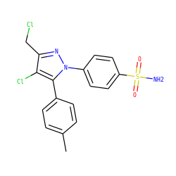 Cc1ccc(-c2c(Cl)c(CCl)nn2-c2ccc(S(N)(=O)=O)cc2)cc1 ZINC000473099704