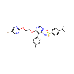 Cc1ccc(-c2c(NS(=O)(=O)c3ccc(C(C)C)cc3)ncnc2OCCOc2ncc(Br)cn2)cc1 ZINC000028103746
