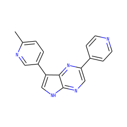 Cc1ccc(-c2c[nH]c3ncc(-c4ccncc4)nc23)cn1 ZINC000224546940