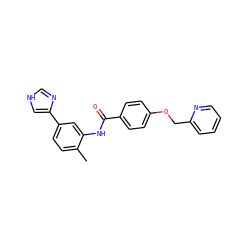 Cc1ccc(-c2c[nH]cn2)cc1NC(=O)c1ccc(OCc2ccccn2)cc1 ZINC000084690532