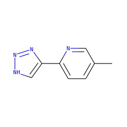 Cc1ccc(-c2c[nH]nn2)nc1 ZINC000013671903