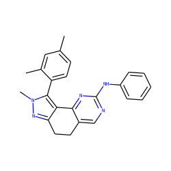Cc1ccc(-c2c3c(nn2C)CCc2cnc(Nc4ccccc4)nc2-3)c(C)c1 ZINC000143042852