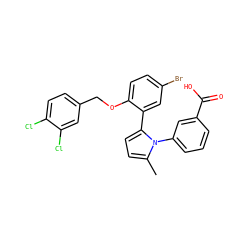 Cc1ccc(-c2cc(Br)ccc2OCc2ccc(Cl)c(Cl)c2)n1-c1cccc(C(=O)O)c1 ZINC000044032056
