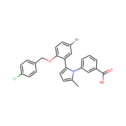 Cc1ccc(-c2cc(Br)ccc2OCc2ccc(Cl)cc2)n1-c1cccc(C(=O)O)c1 ZINC000040566835
