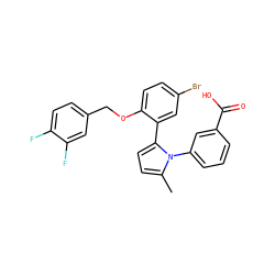 Cc1ccc(-c2cc(Br)ccc2OCc2ccc(F)c(F)c2)n1-c1cccc(C(=O)O)c1 ZINC000040565641