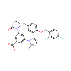 Cc1ccc(-c2cc(Br)ccc2OCc2ccc(F)cc2F)n1-c1cc(C(=O)O)cc(N2CCCC2=O)c1 ZINC000028819049