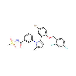 Cc1ccc(-c2cc(Br)ccc2OCc2ccc(F)cc2F)n1-c1cccc(C(=O)NS(C)(=O)=O)c1 ZINC000028822612