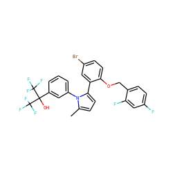 Cc1ccc(-c2cc(Br)ccc2OCc2ccc(F)cc2F)n1-c1cccc(C(O)(C(F)(F)F)C(F)(F)F)c1 ZINC000049942756