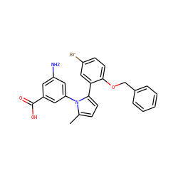 Cc1ccc(-c2cc(Br)ccc2OCc2ccccc2)n1-c1cc(N)cc(C(=O)O)c1 ZINC000028819027