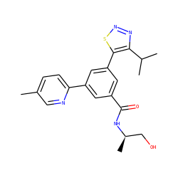 Cc1ccc(-c2cc(C(=O)N[C@H](C)CO)cc(-c3snnc3C(C)C)c2)nc1 ZINC000114293178