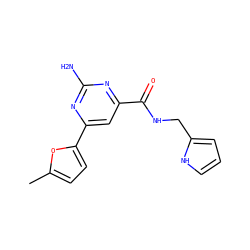 Cc1ccc(-c2cc(C(=O)NCc3ccc[nH]3)nc(N)n2)o1 ZINC000045365893