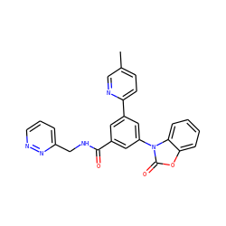 Cc1ccc(-c2cc(C(=O)NCc3cccnn3)cc(-n3c(=O)oc4ccccc43)c2)nc1 ZINC000113543151