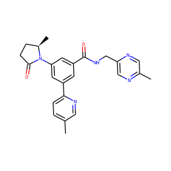 Cc1ccc(-c2cc(C(=O)NCc3cnc(C)cn3)cc(N3C(=O)CC[C@H]3C)c2)nc1 ZINC000113542634